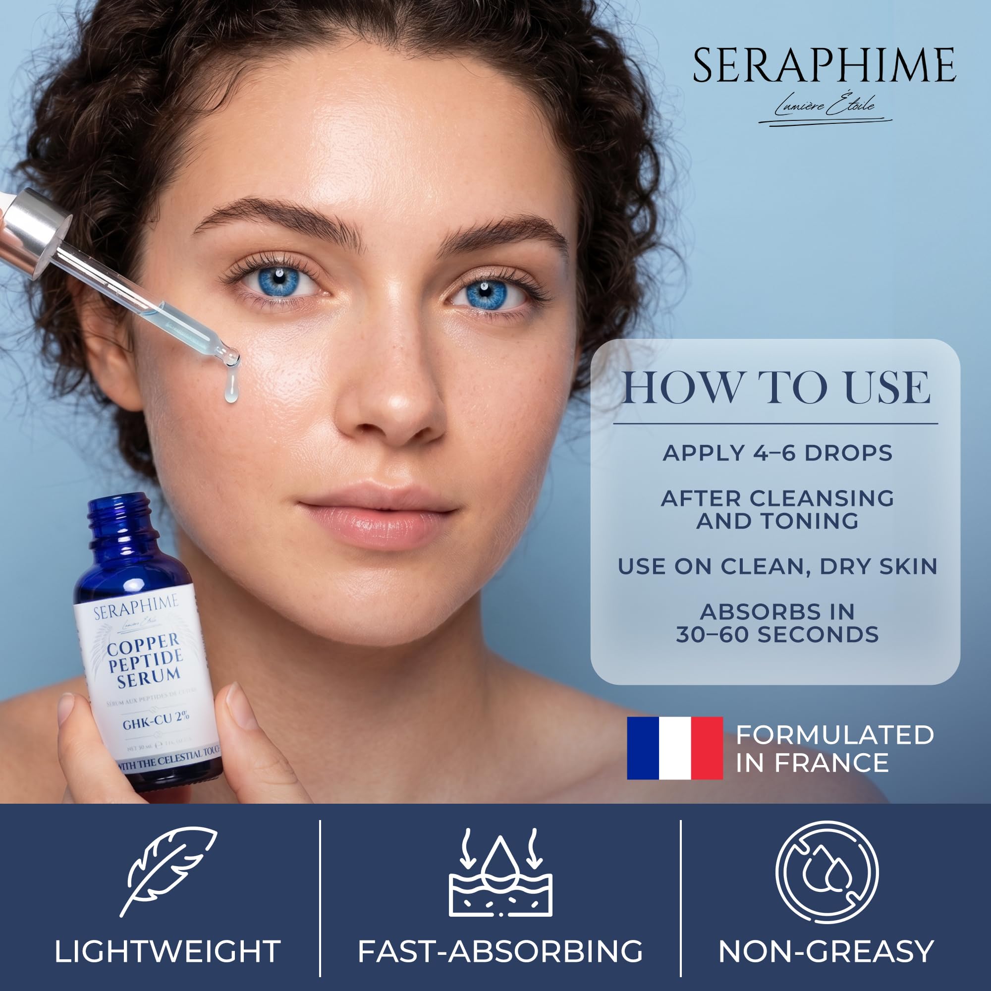 Seraphime serum in bathroom routine scene showing daily use and elegant shelf presence