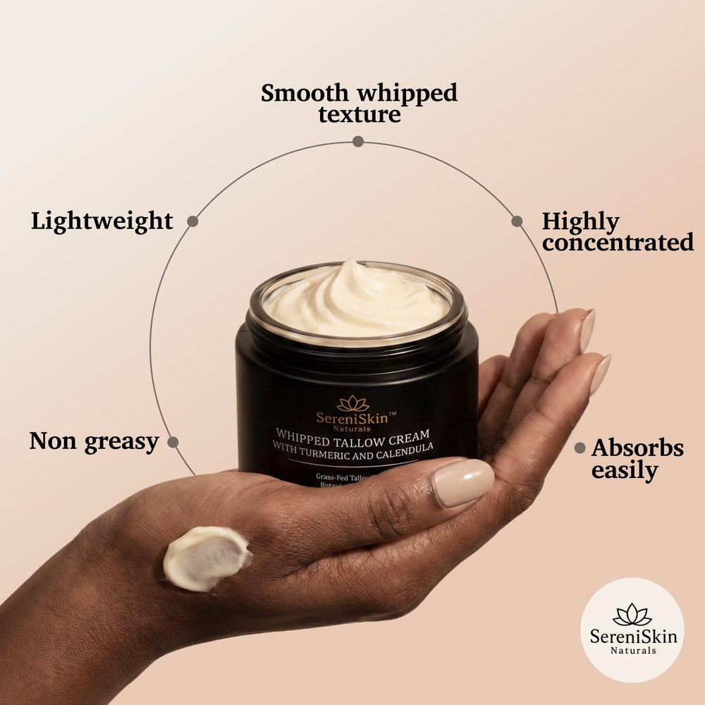 SereniSkin ingredients flatlay with bee wax and herbs showing natural formulation benefits