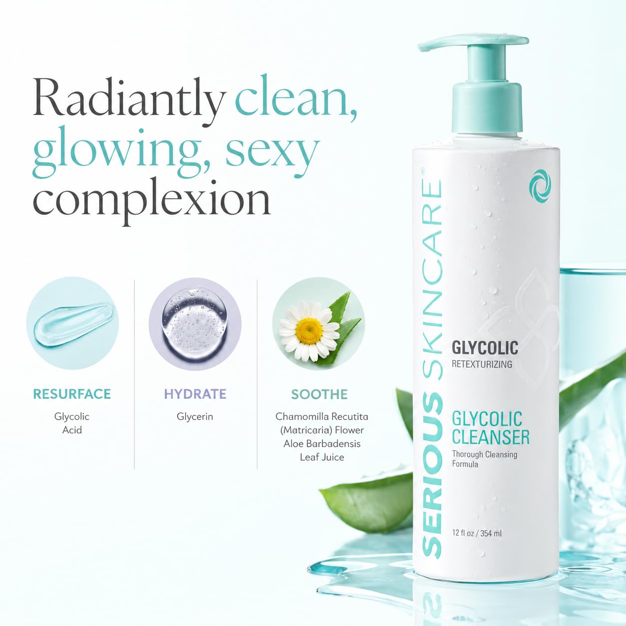 Serious Skincare dispensing product to show non-foaming application benefit