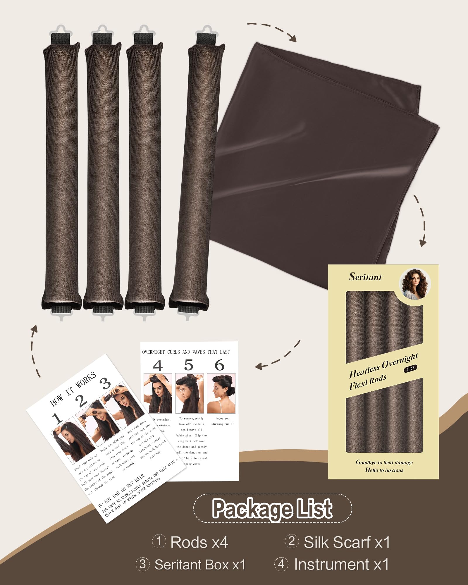 Seritant size comparison showing rod length and suitability for long hair