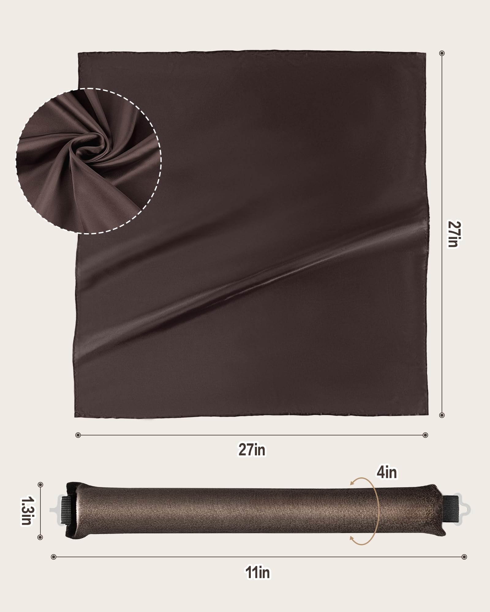Seritant travel pouch with rollers and scarf for on-the-go styling