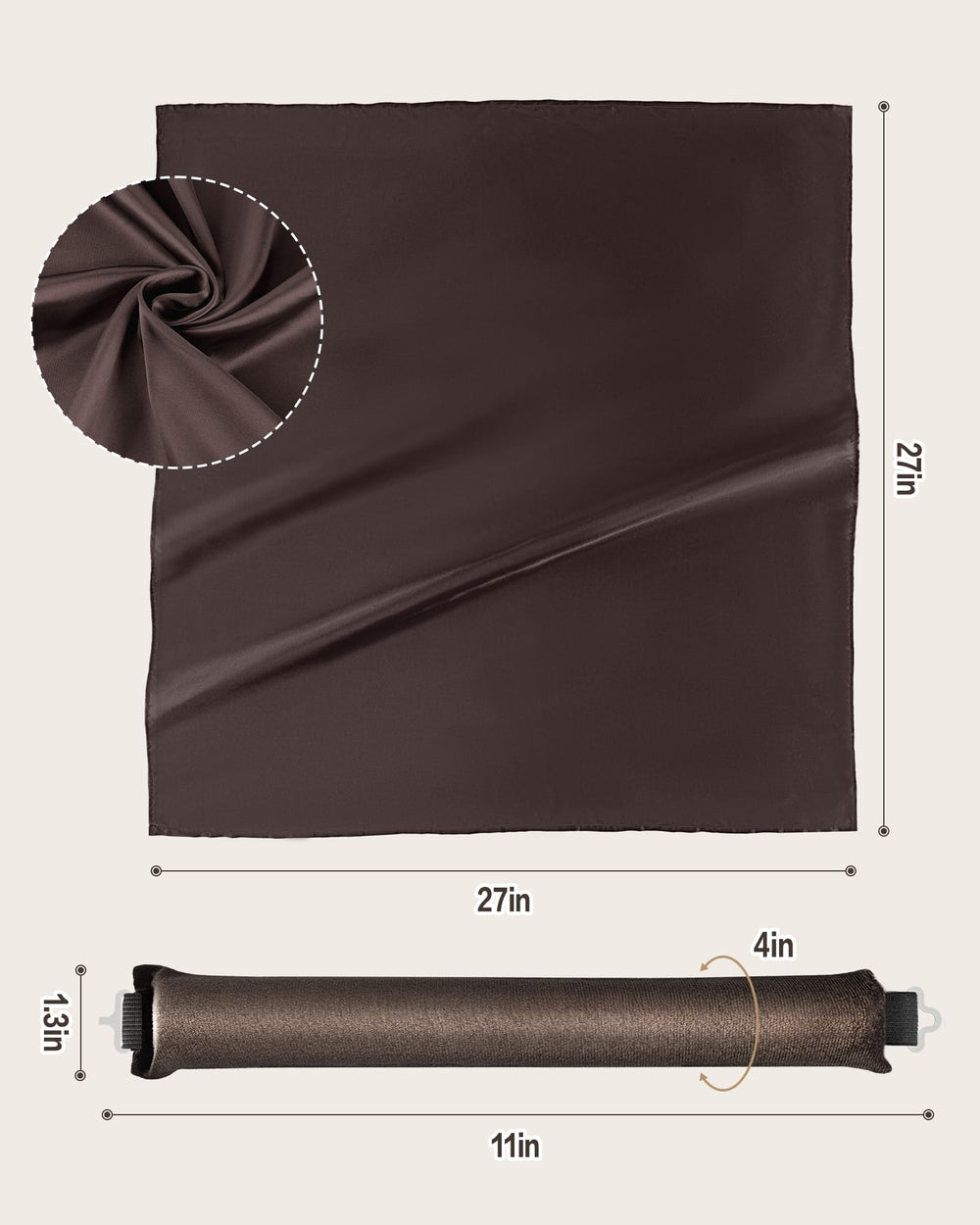 Seritant travel pouch with rollers and scarf for on-the-go styling
