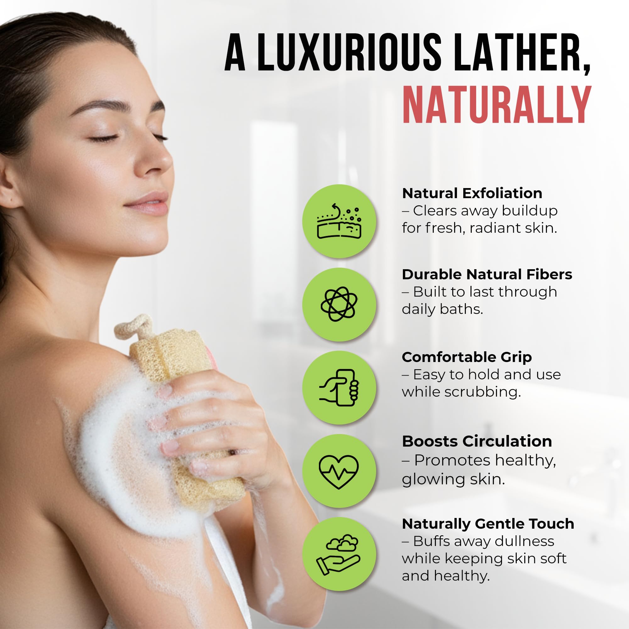 SERRENTO close-up of luffa fiber texture demonstrating gentle yet effective exfoliation
