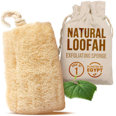 SERRENTO front view of dual loofah pack showing natural fibers and size benefit