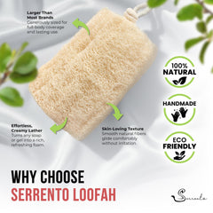 SERRENTO loofah expanded in water producing rich lather for better cleansing