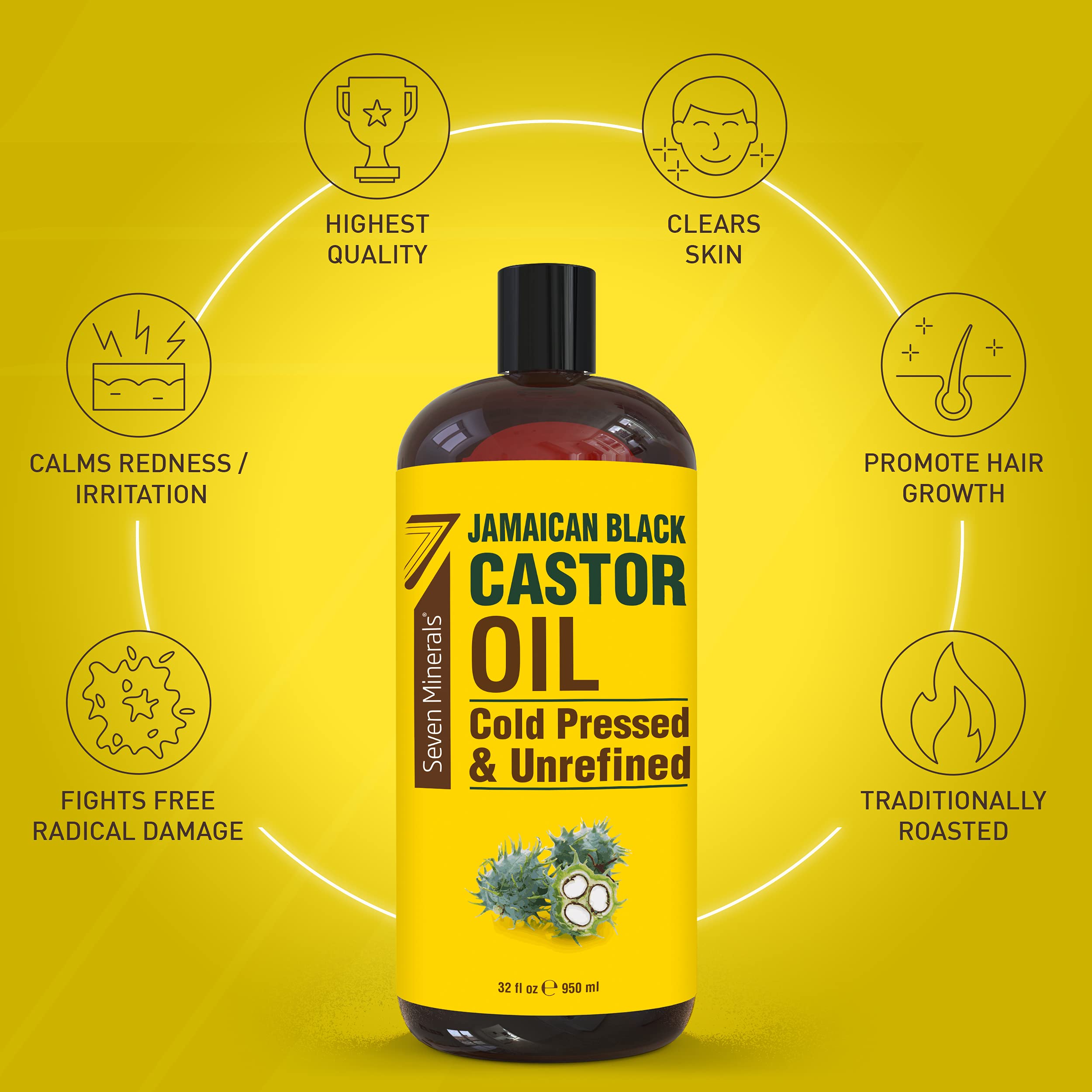 Seven Minerals label close-up highlighting unrefined, hexane-free single-ingredient claim