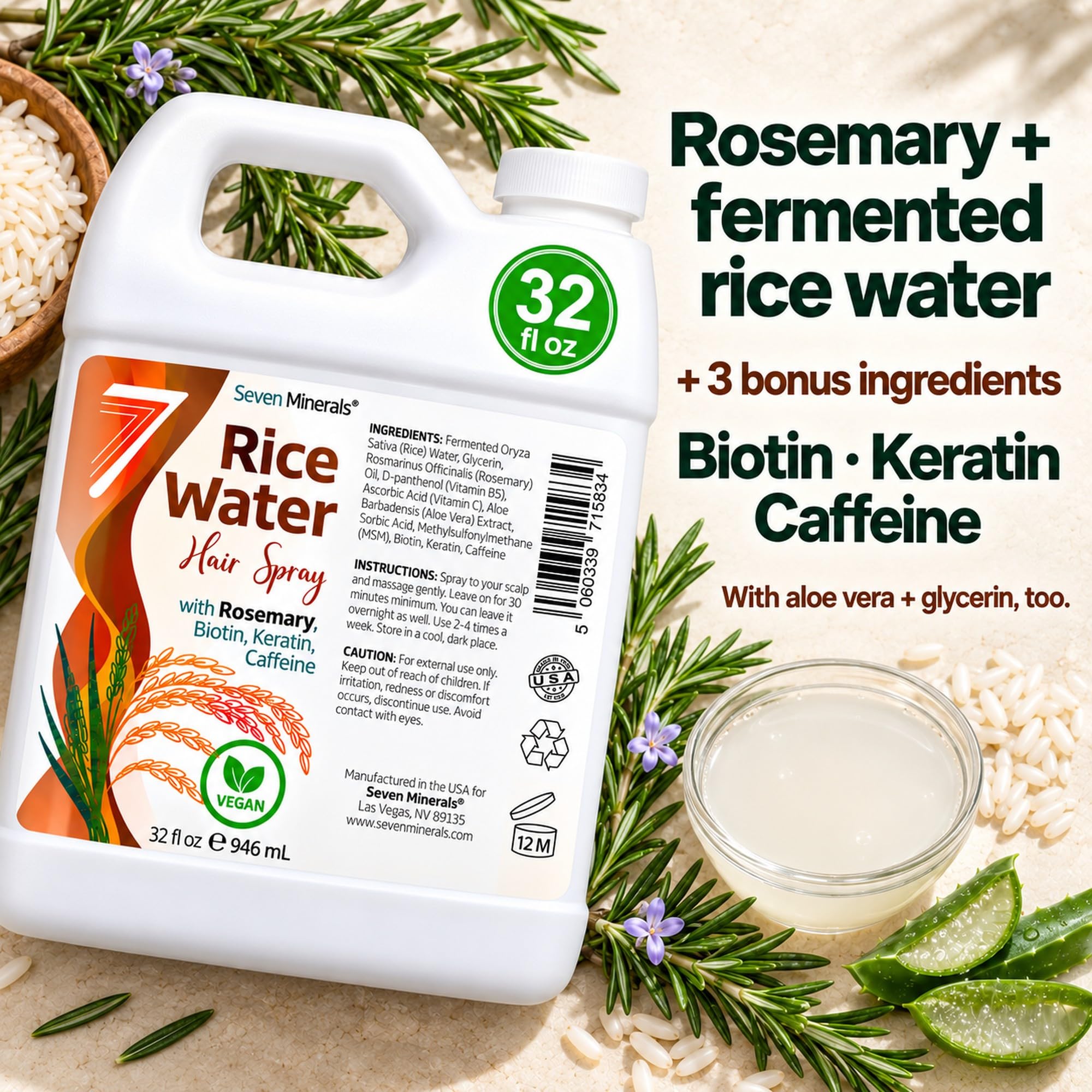 Seven Minerals product label highlighting clean ingredients and claims