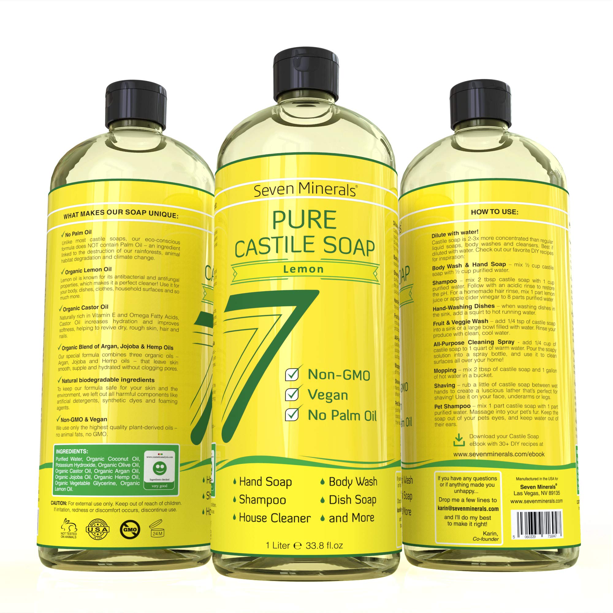 Seven Minerals foaming hand soap in use showing easy foaming and mild cleansing