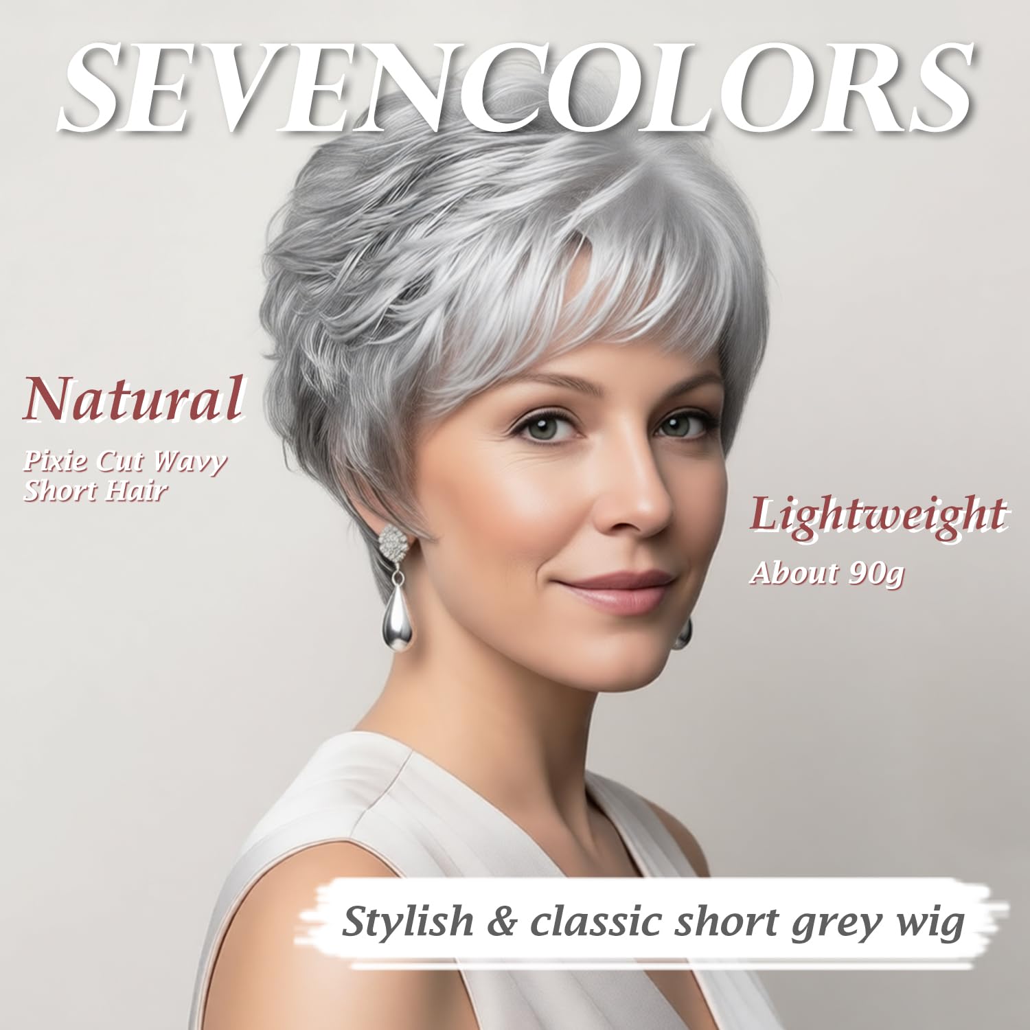 SEVENCOLORS lifestyle image of woman wearing wig for effortless daily style