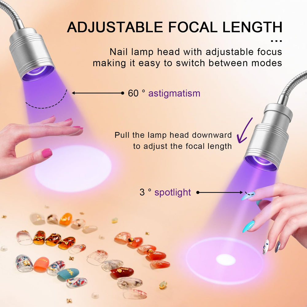 Sewinde lamp curing nails in a home setup showing portable convenience