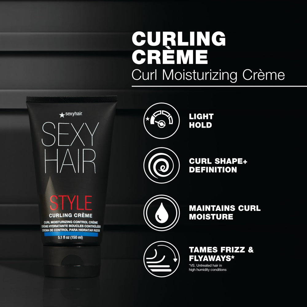 SexyHair before and after curls showing improved definition and reduced frizz benefit