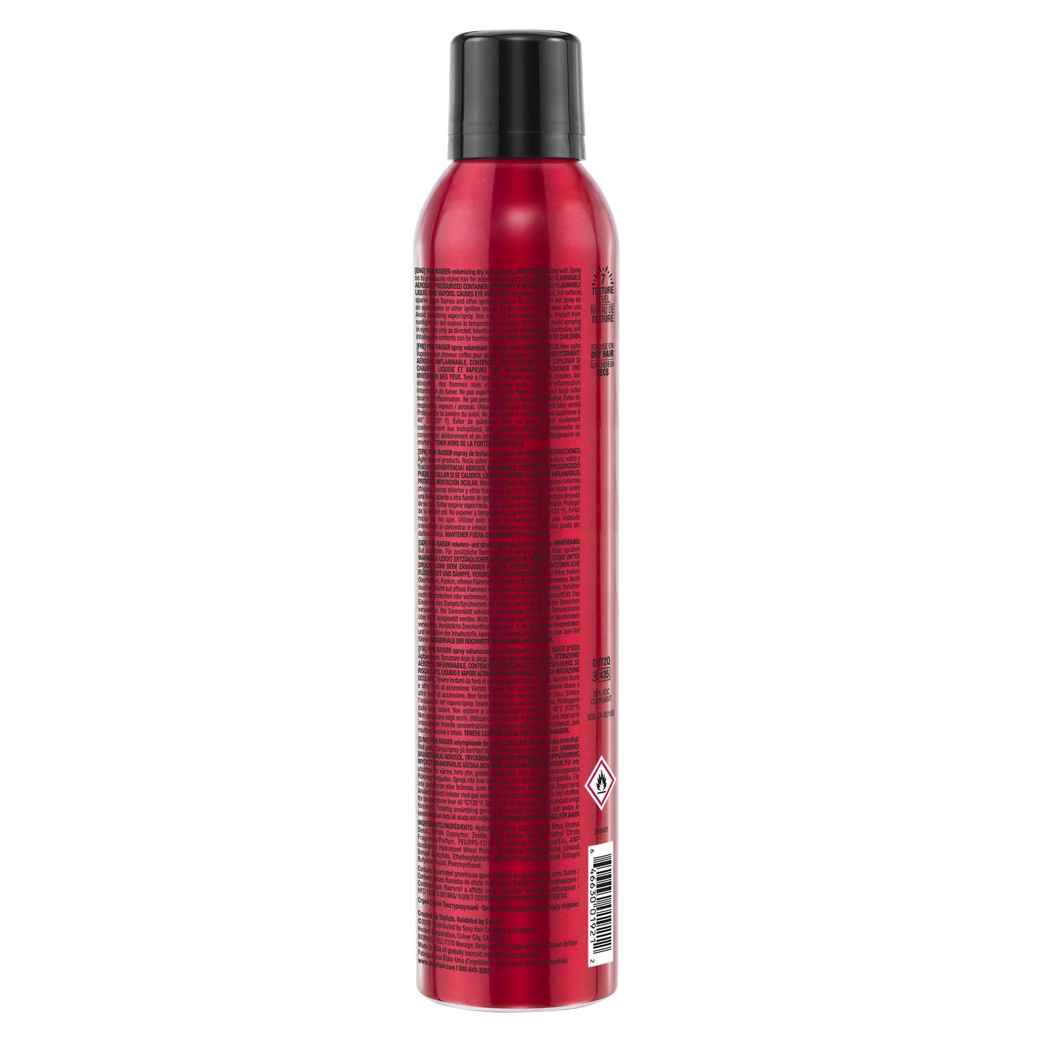 SexyHair close-up of side label highlighting features