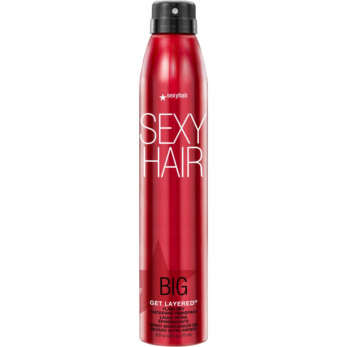 SexyHair front packaging of Big Get Layered 8oz showing product branding and benefits