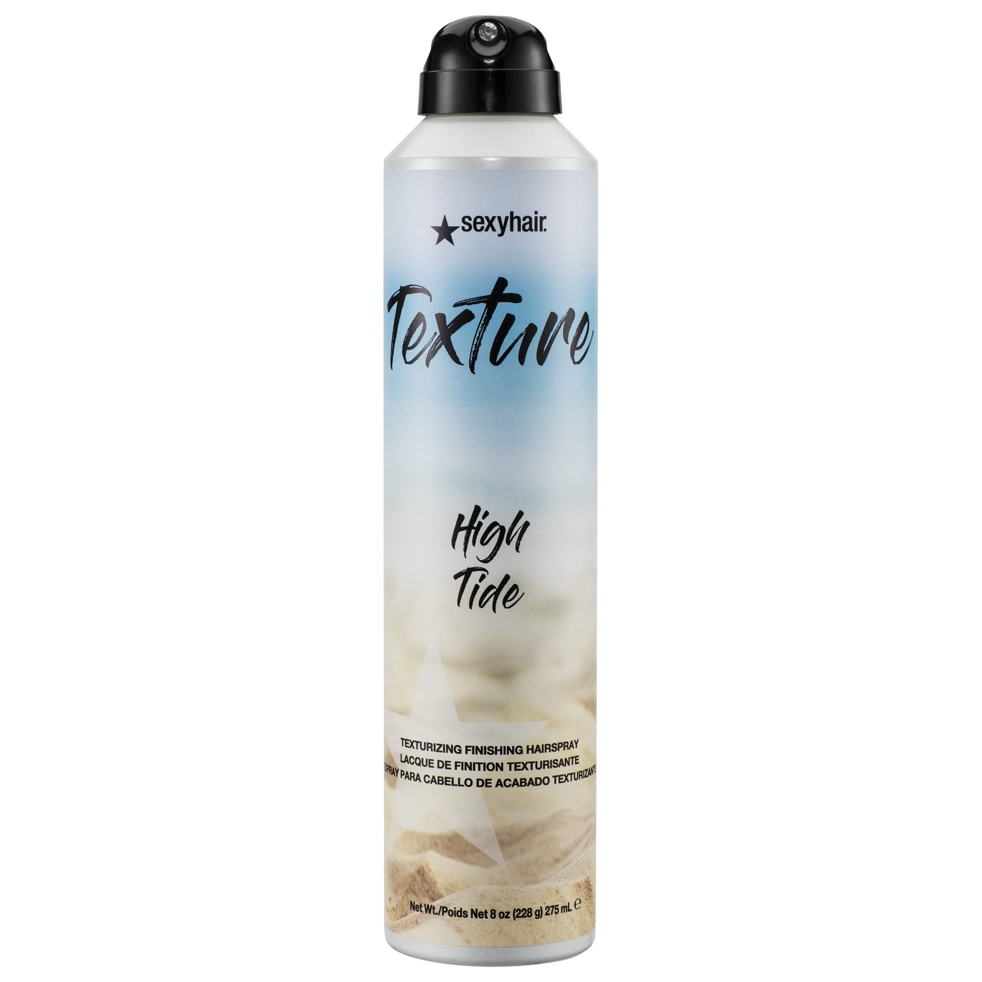 SexyHair High Tide front can showing product label and glossy finish benefit