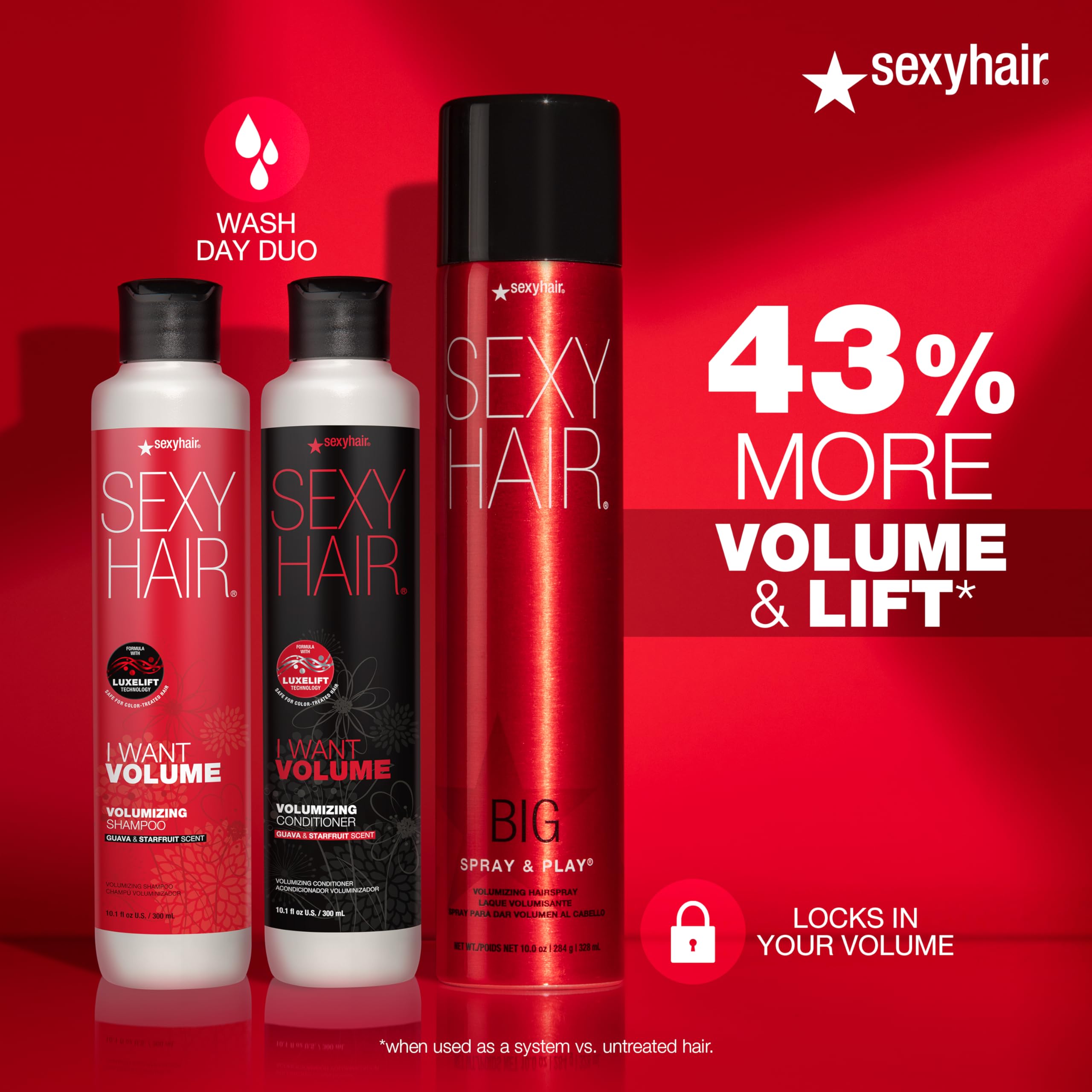 SexyHair styled blowout showcasing fuller-looking, bouncy hair benefit