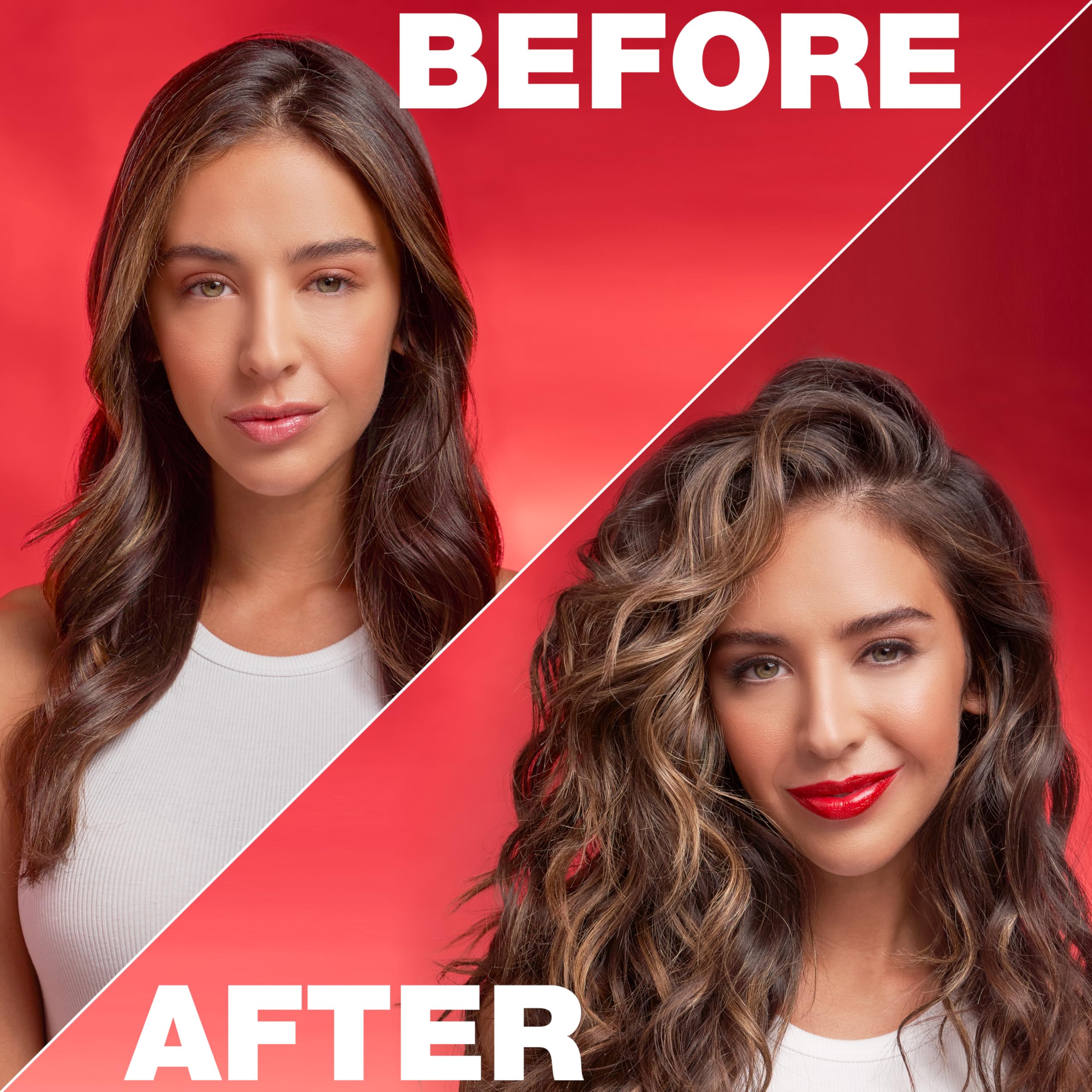 SexyHair before and after scale showing increased volume and natural-looking body