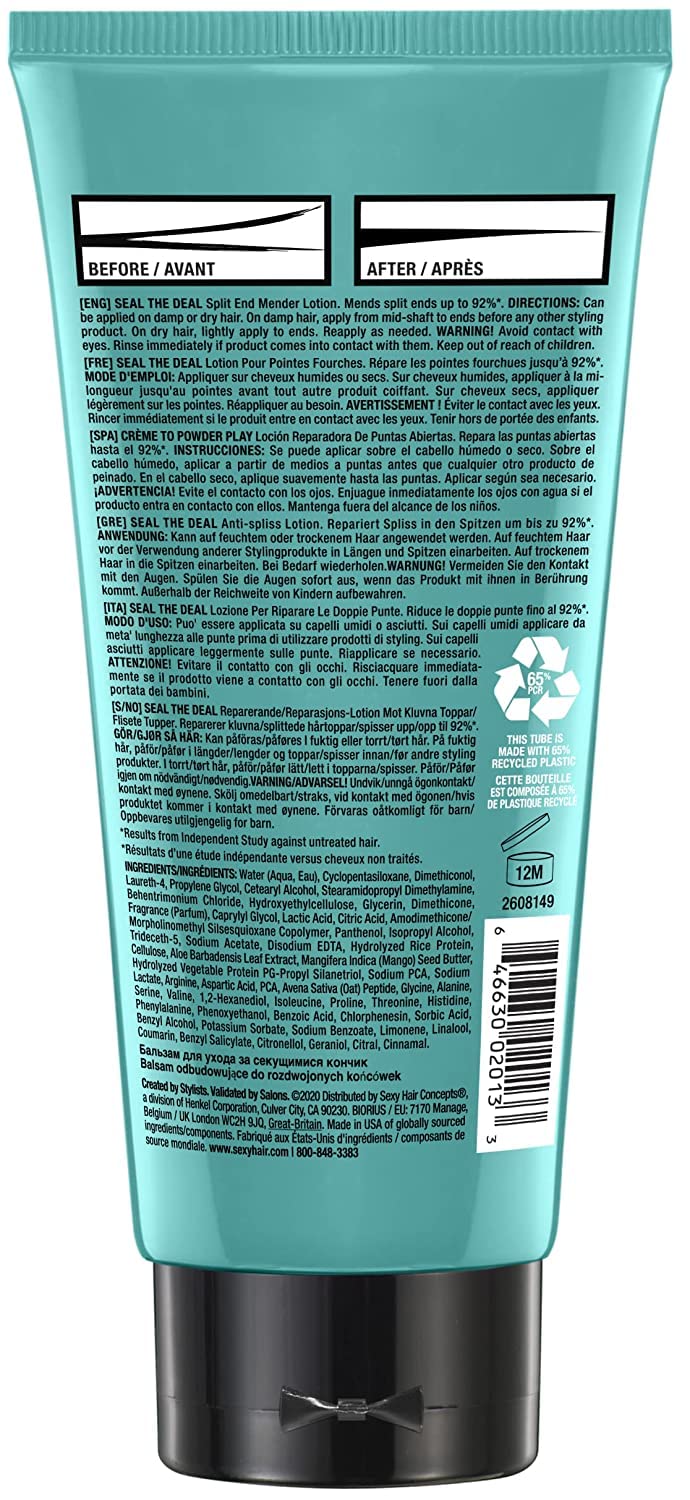 SexyHair lotion texture dispensed on hand illustrating lightweight, non-greasy finish