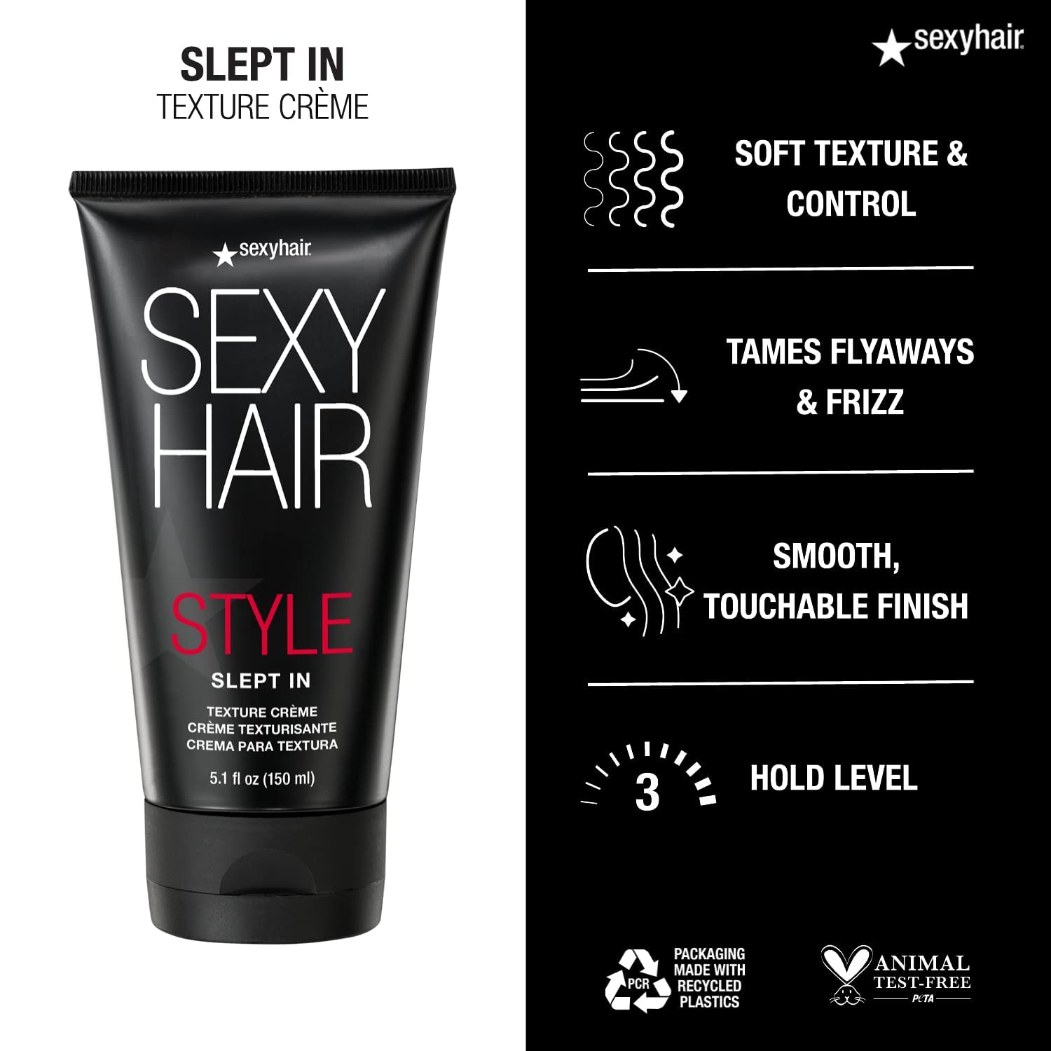 SexyHair Slept In cream on hands demonstrating easy application and smooth spreadability