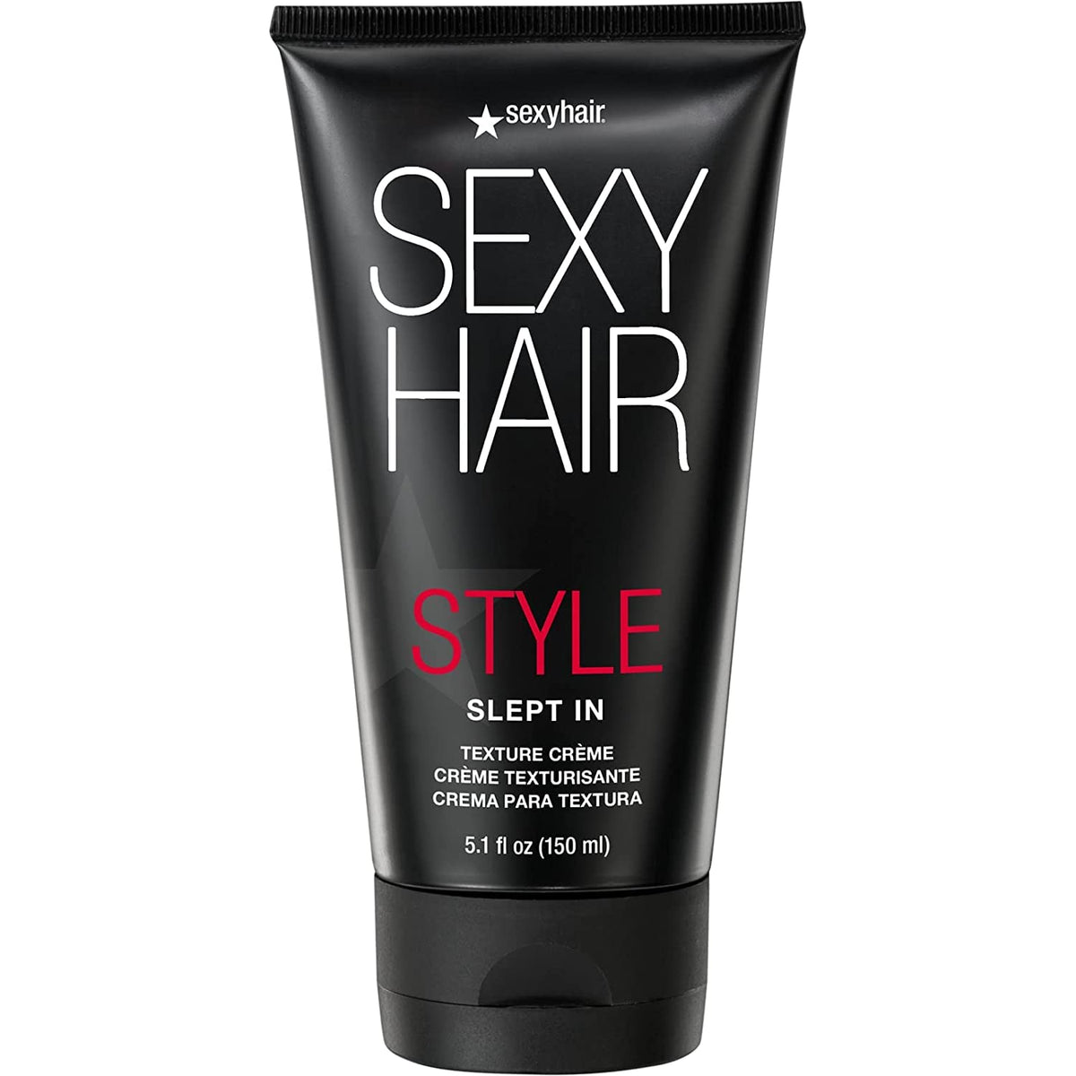 SexyHair Slept In front packaging showing 5.1 oz bottle and clear branding benefits