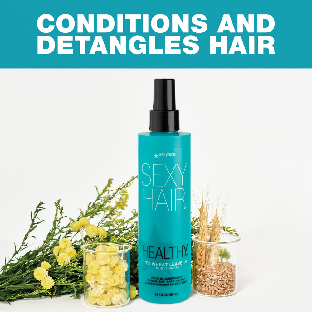 SexyHair Tri-Wheat nozzle spraying mist illustrating even coverage and easy application