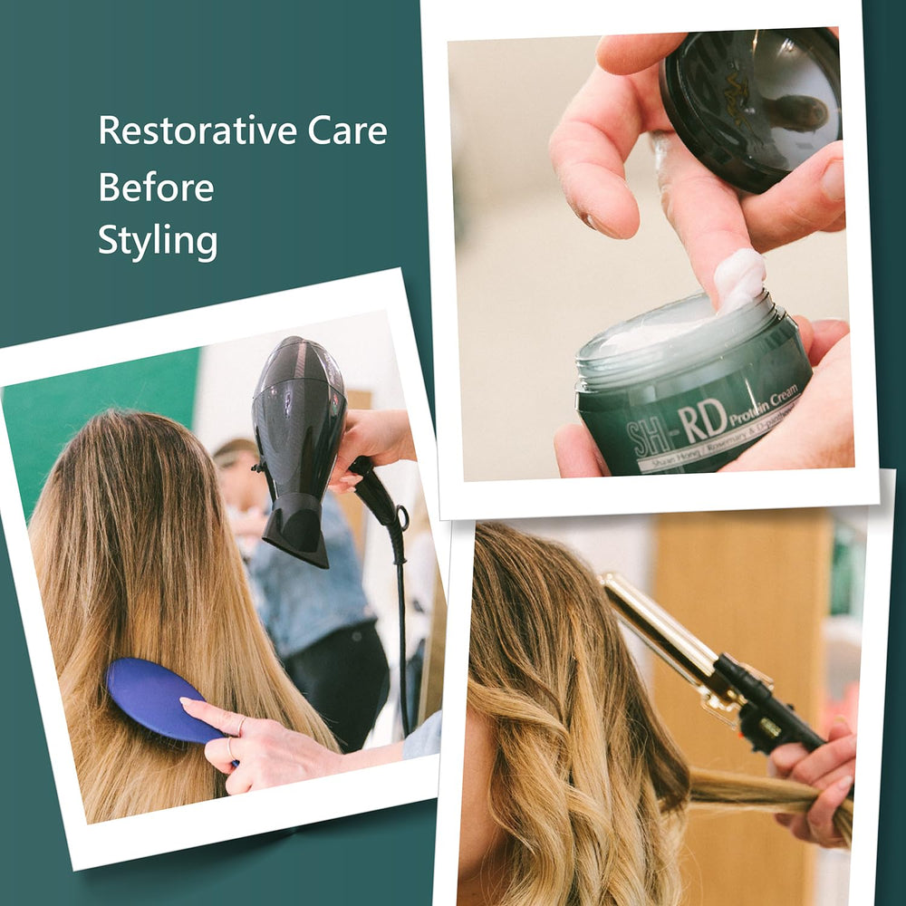 SH-RD use before flat iron showing improved gloss and reduced breakage