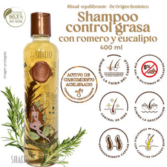 SHAEIO rosemary shampoo pump close-up highlighting gentle cleansing