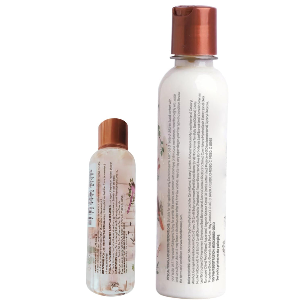SHAEIO 250 ml bottle next to hand showing Ritual Botanico portable size benefit