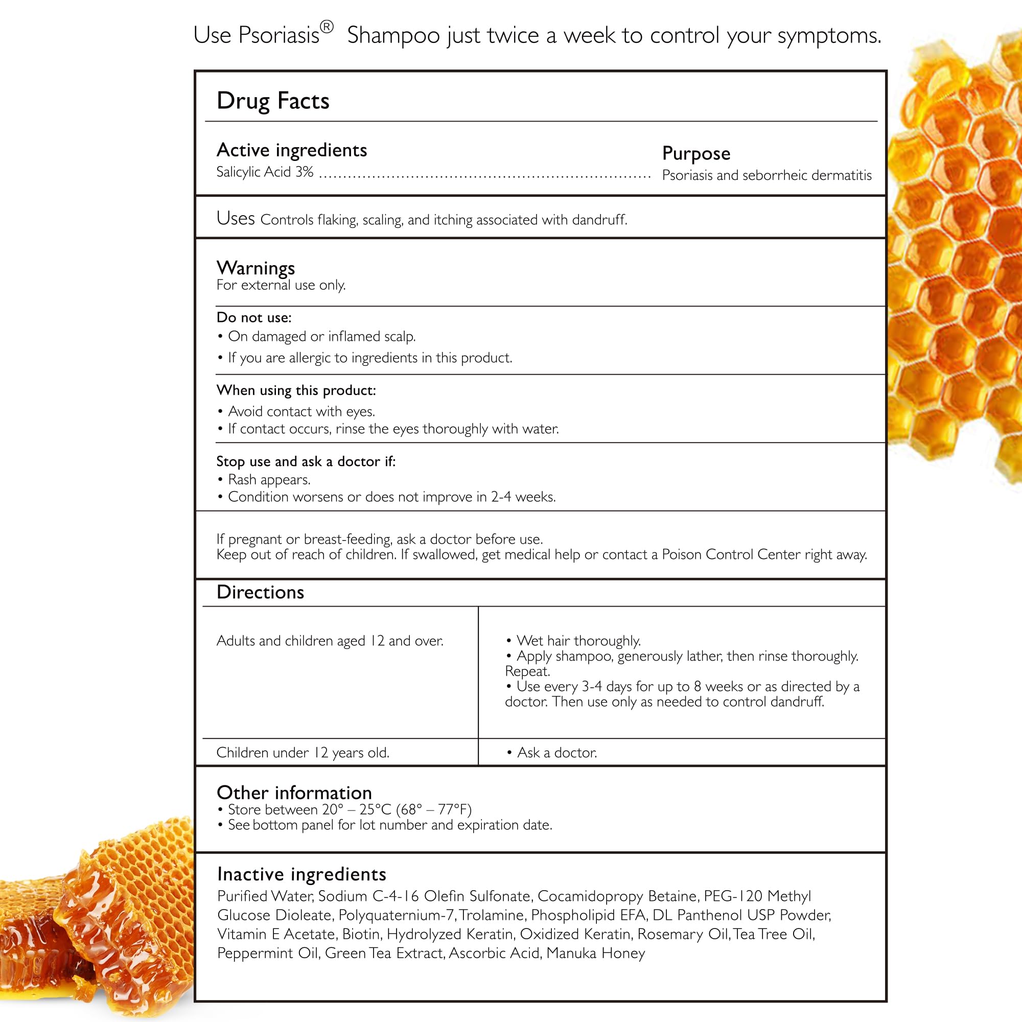 Shailee back label close-up with ingredients and directions benefit