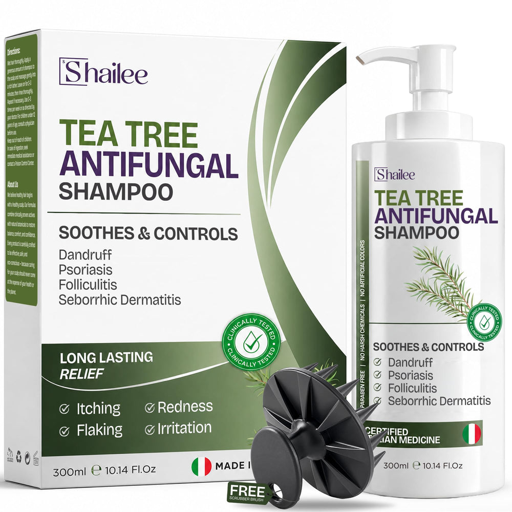 Shailee bottle front view showing tea tree shampoo benefits