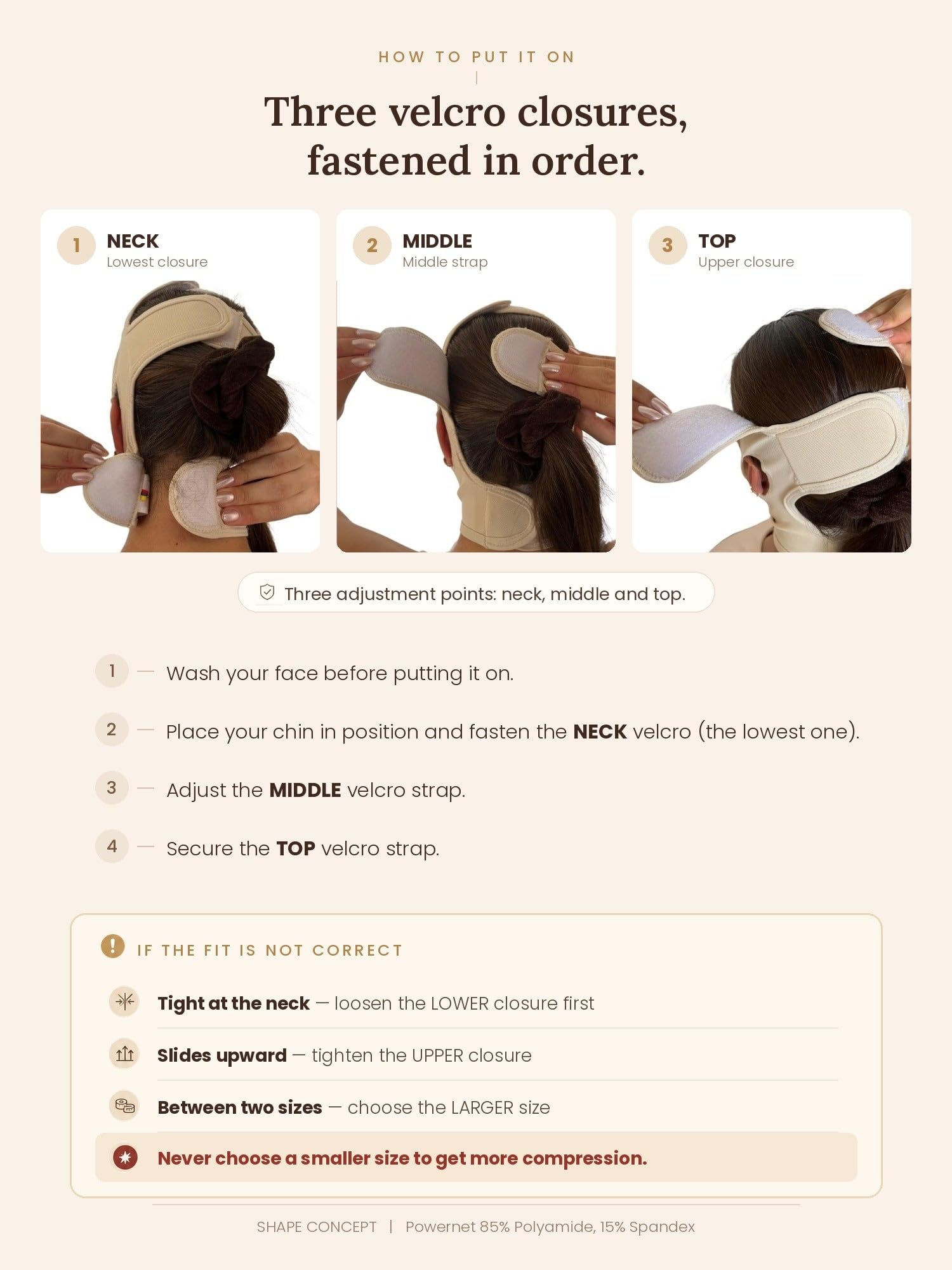 Shape Concept soft inner lining close-up reducing skin irritation benefit