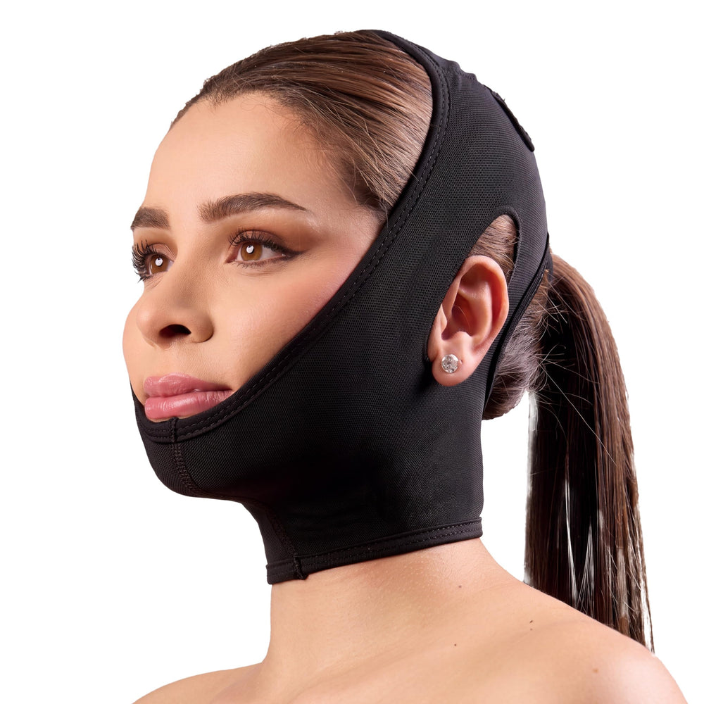 Shape Concept side profile worn demonstrating jawline stabilization benefit