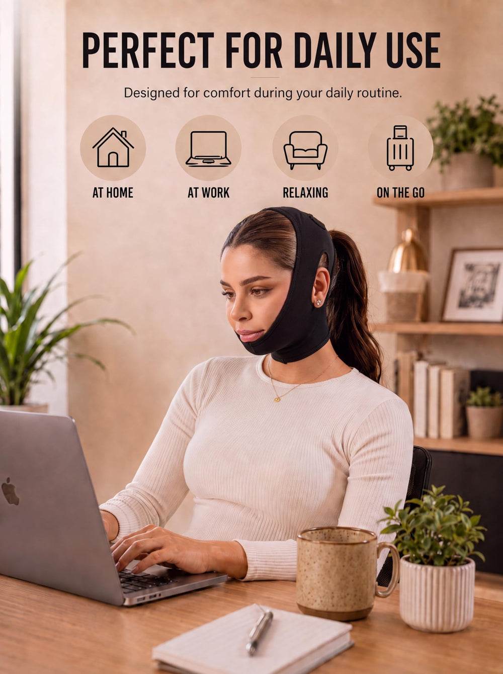 Shape Concept worn under clothing in lifestyle setting for discreet compression benefit