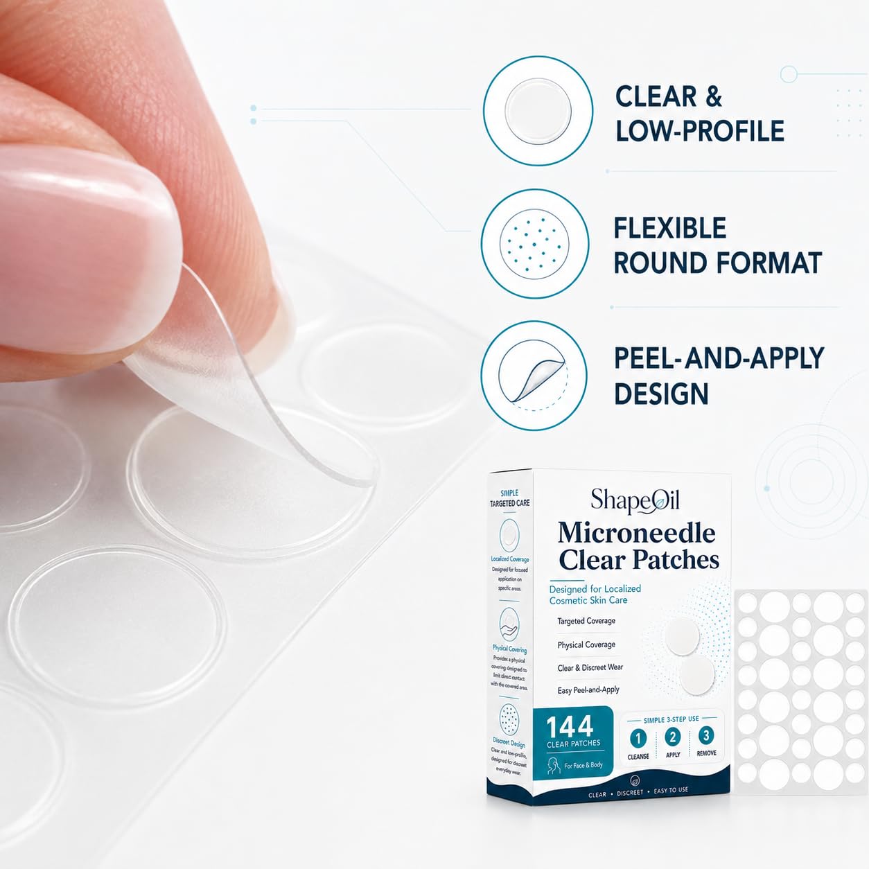 Shapeoil microdart detail revealing the microdart center for targeted contact