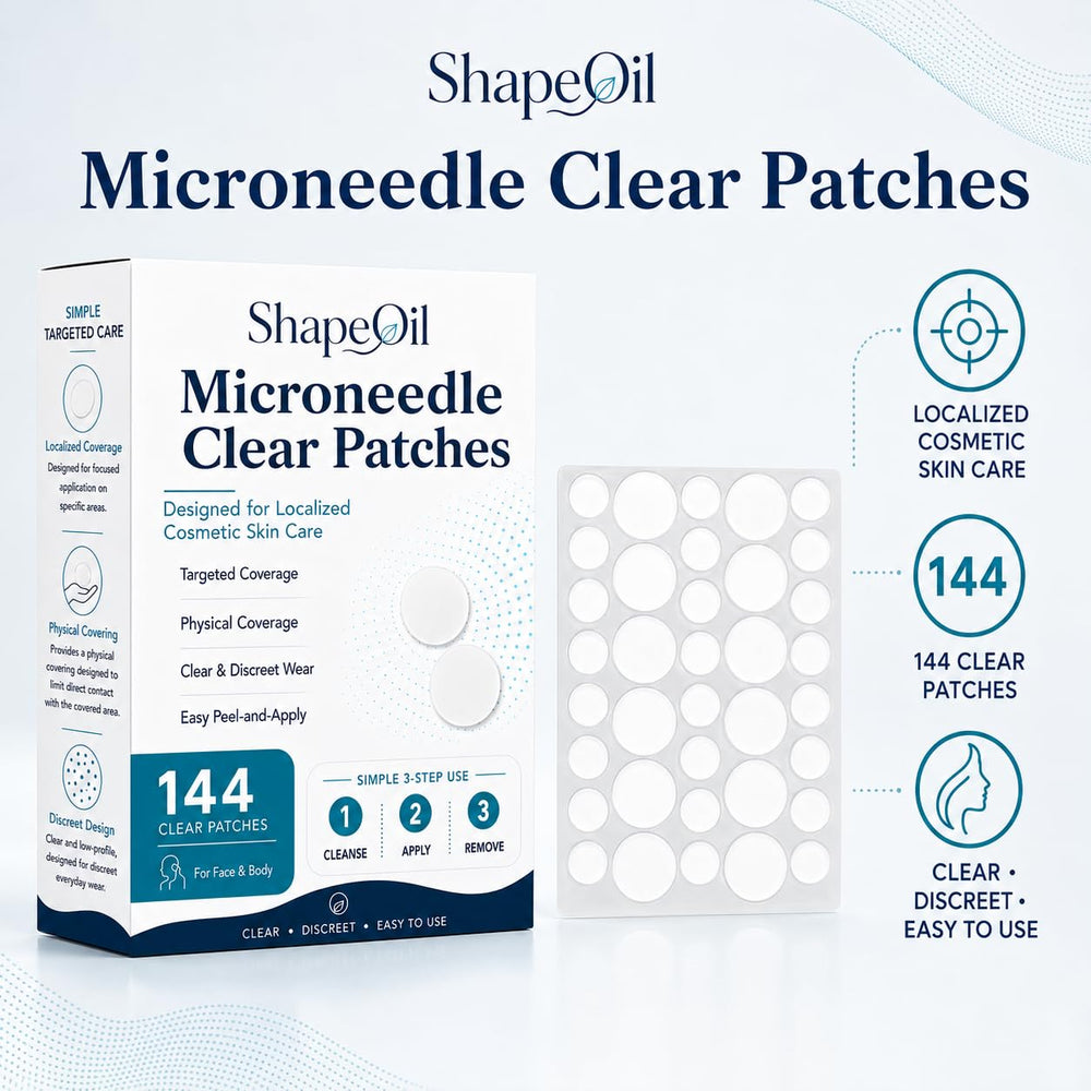 Shapeoil patch next to fingers for size scale and precise placement reference