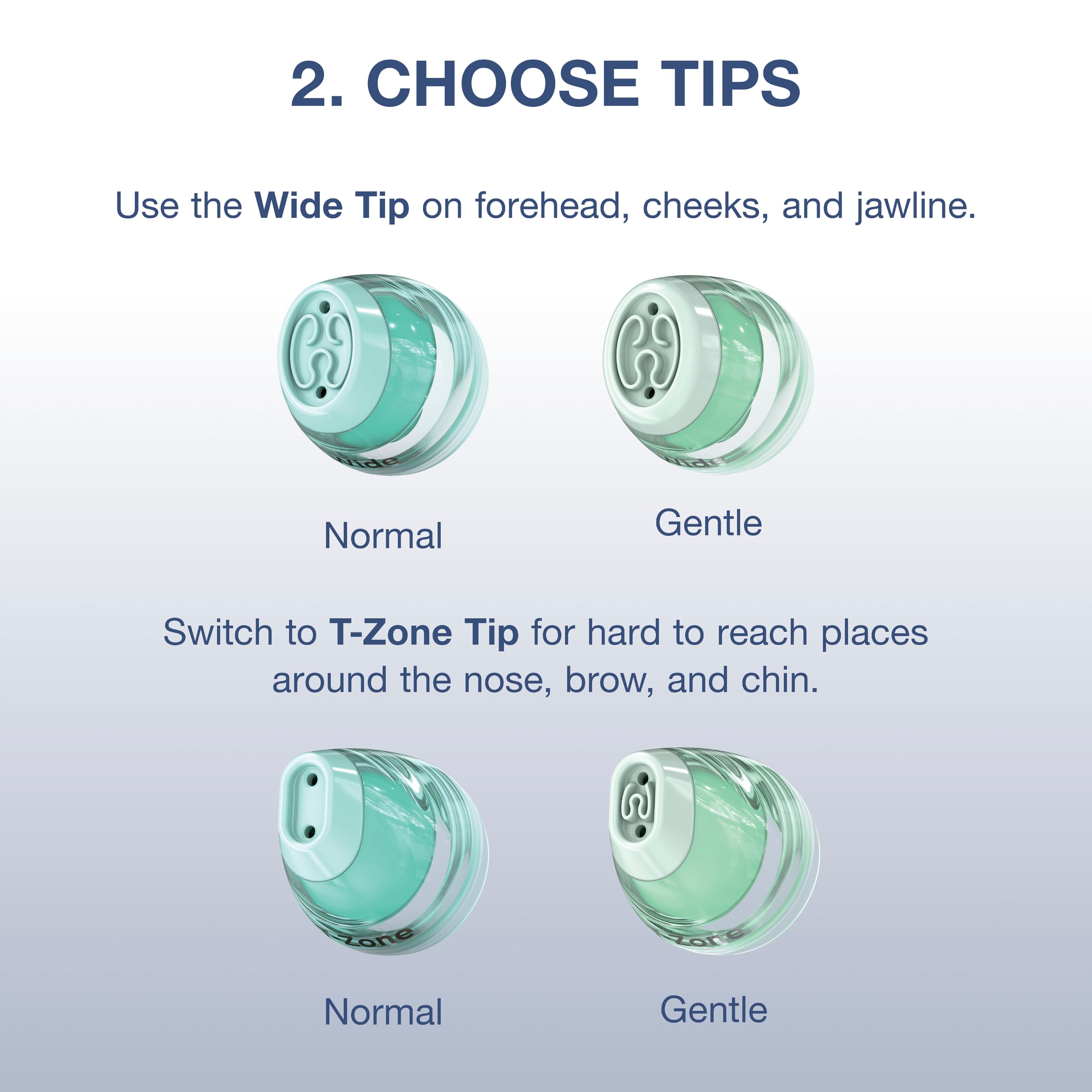 Detail of Shark T-Zone tip demonstrating targeted safe extractions for nose and chin