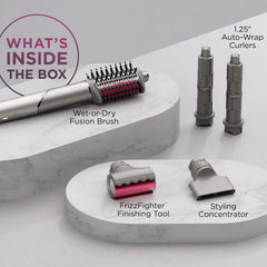 Shark FlexFusion FrizzFighter tool smoothing flyaways for glossy finish