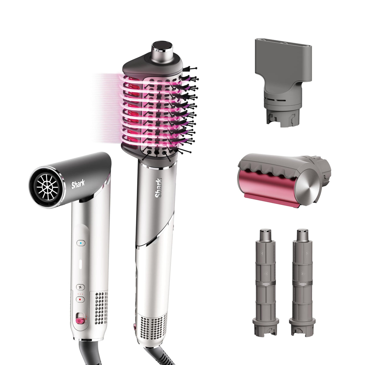 Shark FlexFusion front view showing styling attachments and compact body