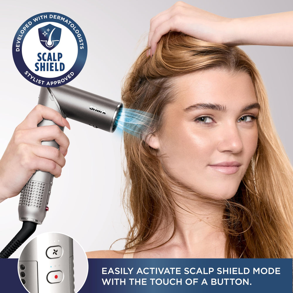 Shark FlexFusion scalp shield mode indicator protecting roots from high heat