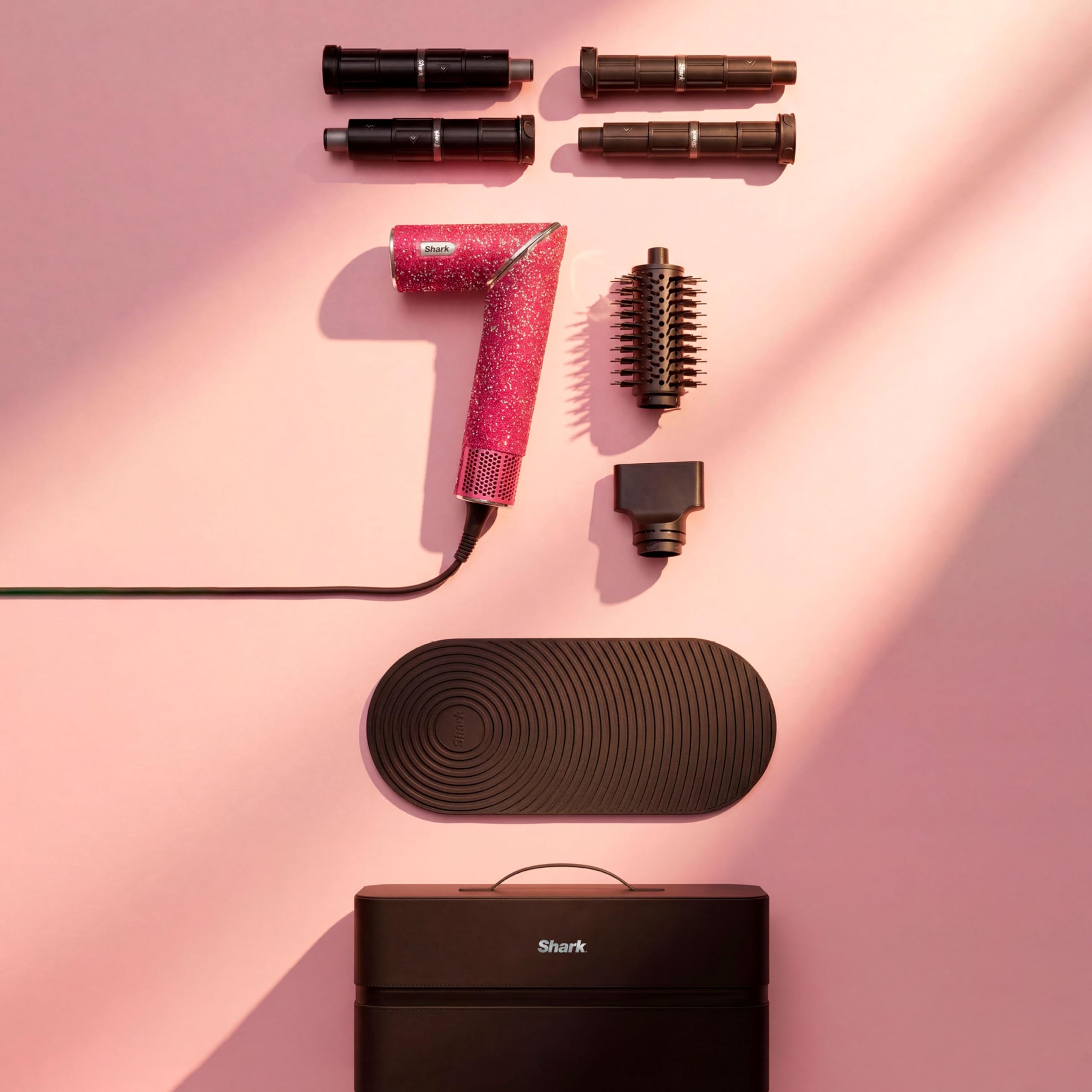 Shark FlexStyle with auto-wrap curler attached demonstrating effortless curling benefit
