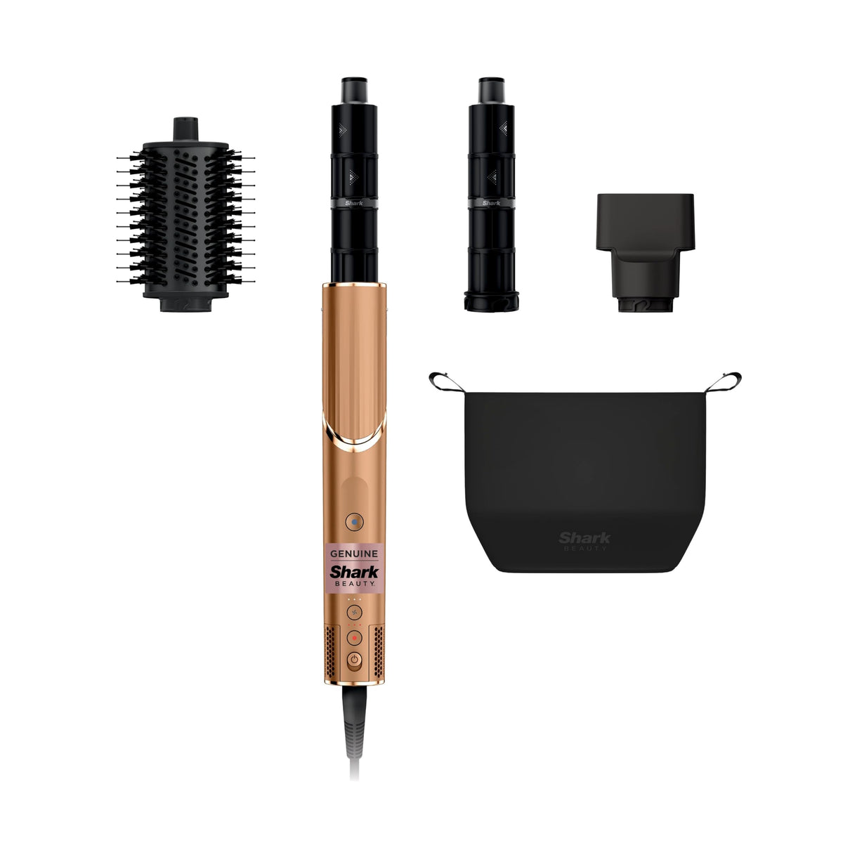 Shark FlexStyle front view showing copper finish and compact design for stylish drying