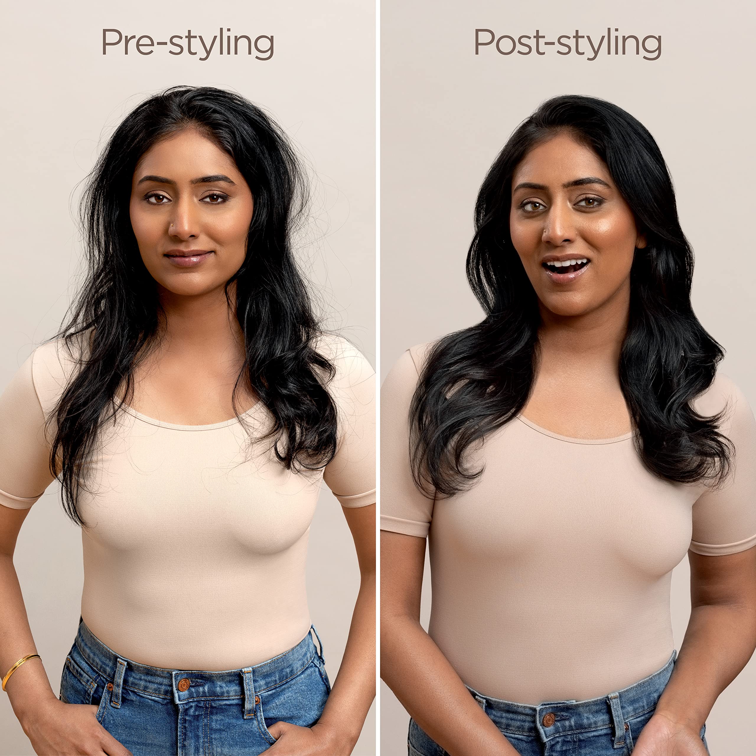 Shark FlexStyle attachment in use styling bangs to add volume and shape