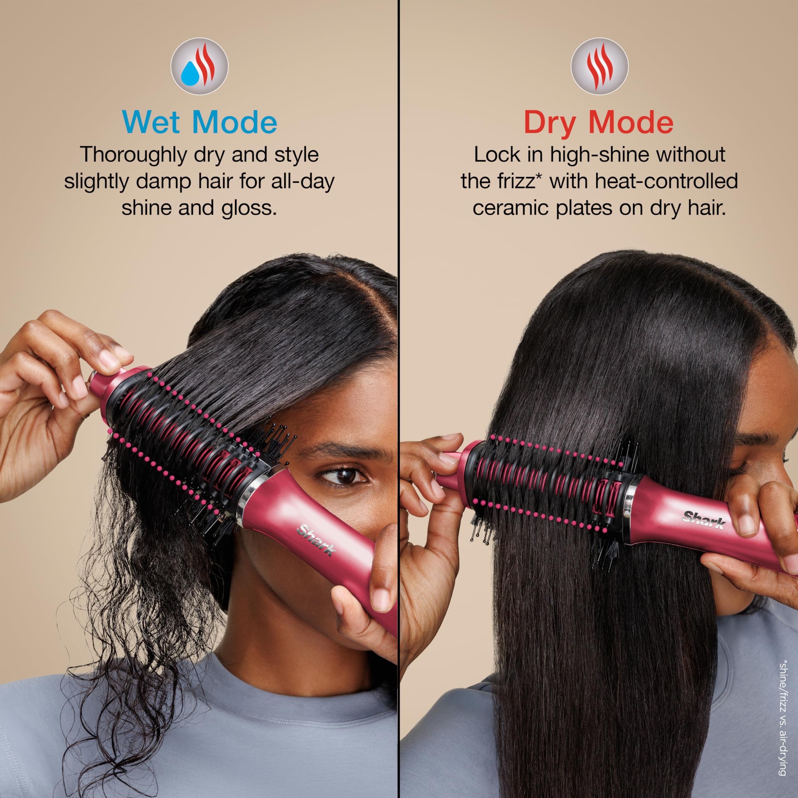 Shark Glossi finishing dry hair producing bouncy, polished results benefit