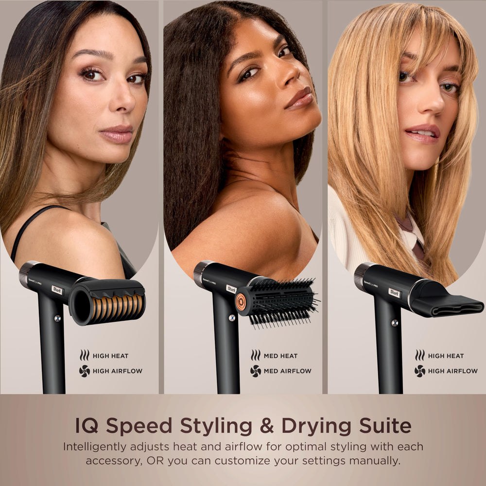Shark SpeedStyle Pro airflow visualization demonstrating powerful drying speed benefit