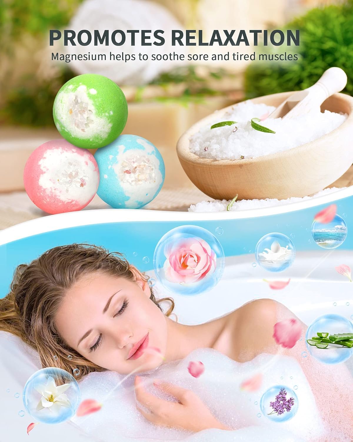 SHARLOVY bath bomb in hand showing XL 4.23 oz size for lasting fizz
