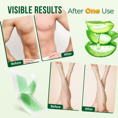 Sharmiz strip being applied to leg showing easy, mess-free removal benefit