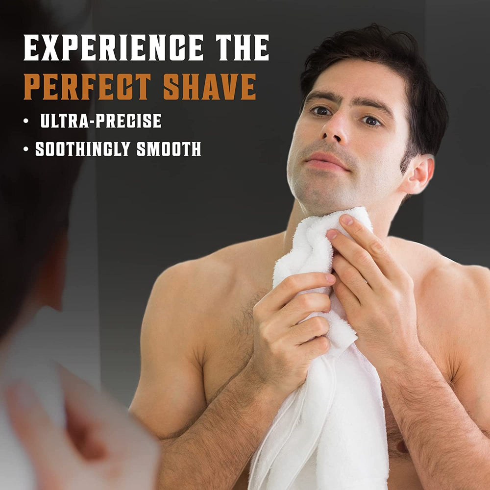 SHAVING REVOLUTION razor in use delivering a controlled, smooth shave