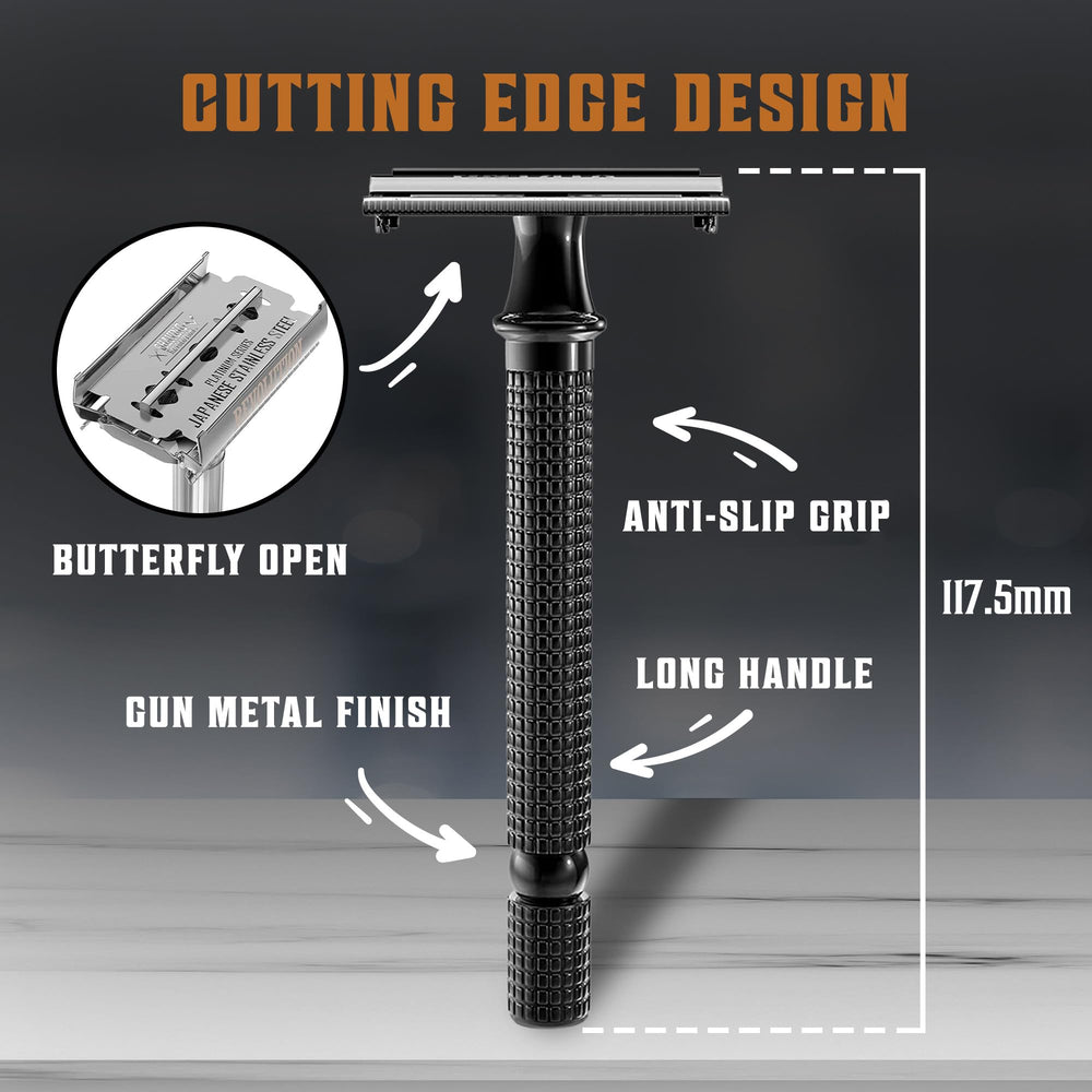 SHAVING REVOLUTION long-handle grip texture for steady control and comfort