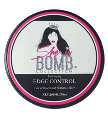 she is bomb collection applied on hairline in a sleek ponytail, demonstrates strong hold