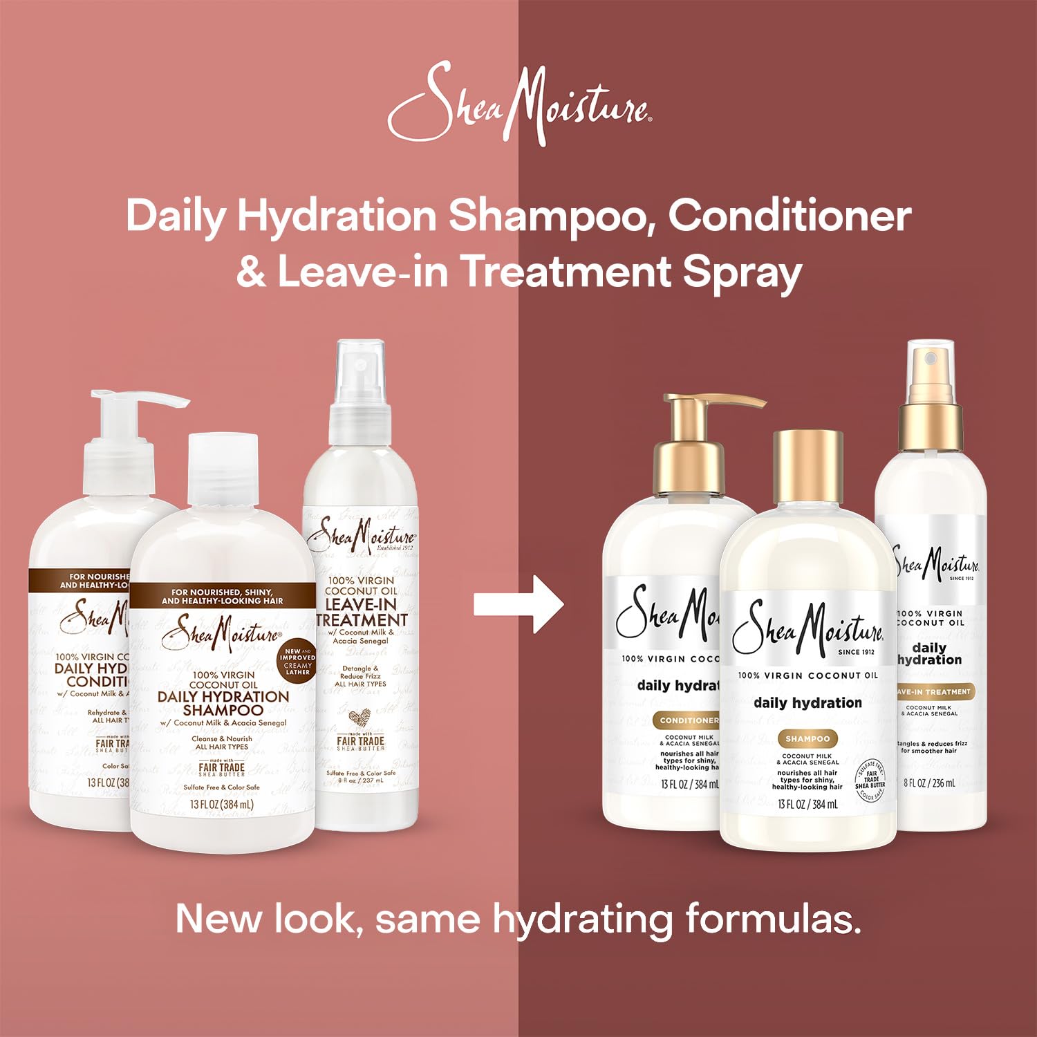 Before and after SheaMoisture detangled hair showing reduced frizz