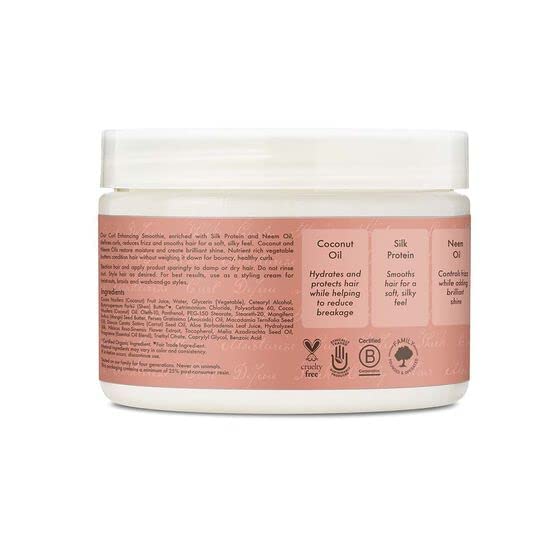 Shea Moisture open jar texture shot showing creamy smoothie for easy application